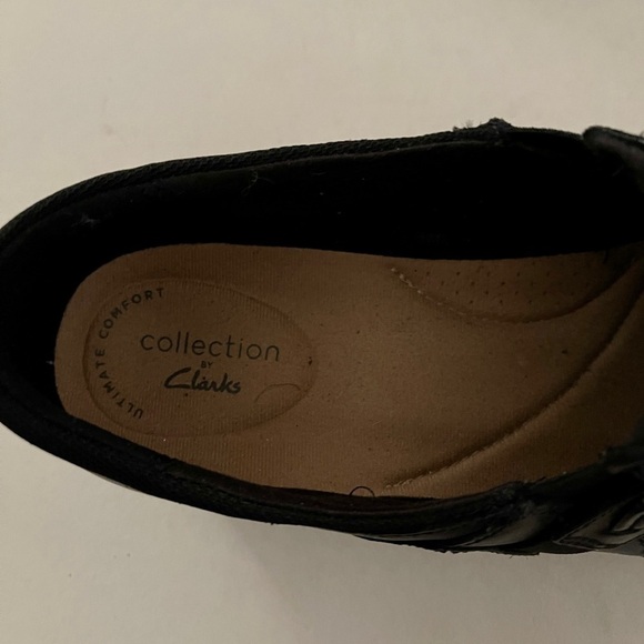 Clarks Comfort Angie Pearl Slip On Black Leather Clogs Loafers - Picture 7 of 10